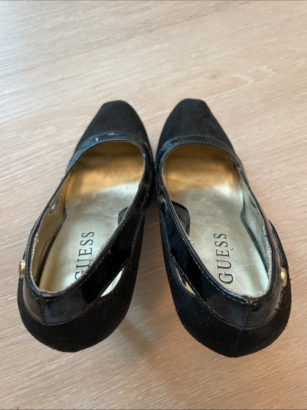 GUESS Black Suede and Patent Trim High Heel Pumps - Picture 8 of 8